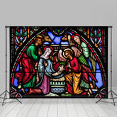 Befleckt Glas Geburt Foto Weihnachten Hintergrund